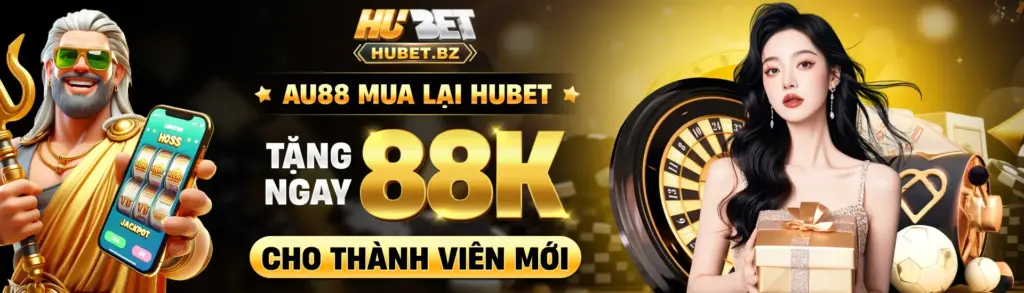 Banner HUBET trang chủ chính thức với giao diện giải trí trực tuyến hiện đại